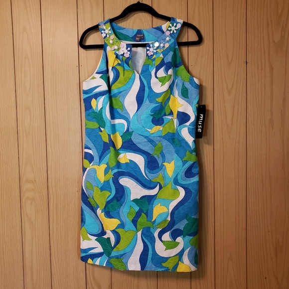 Muse Embellished Mod Floral Dress 58142 - Picture 1 of 8